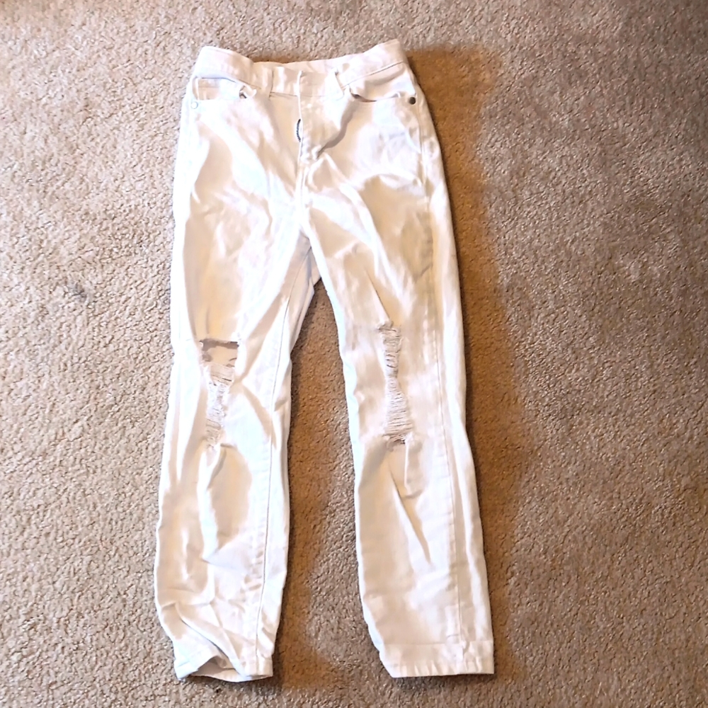 White ripped jeans